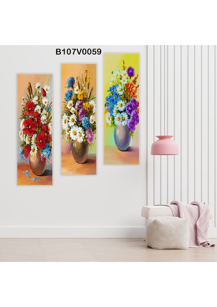 3 Parçalı Dekoratif Ahşap Duvar Tablosu 60X57 cm B107V0059