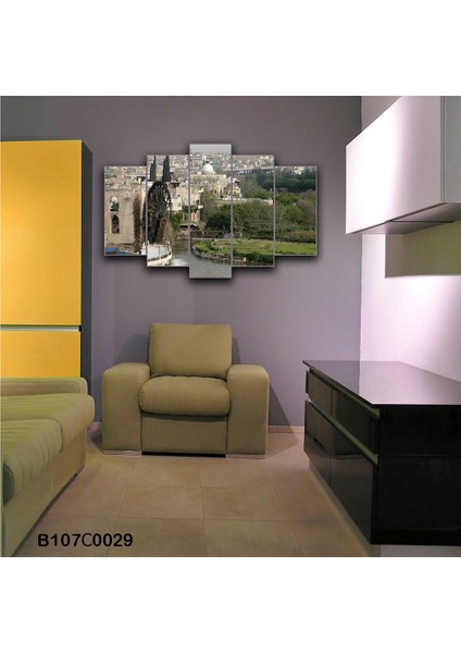 5 Parçalı Dekoratif Ahşap Duvar Tablosu 60X95 cm B107C0029