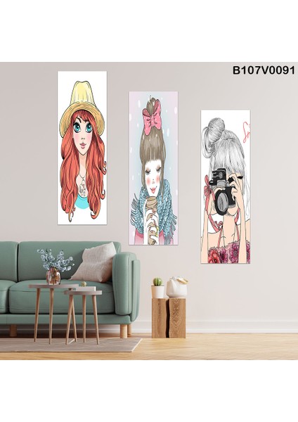 3 Parçalı Dekoratif Ahşap Duvar Tablosu 60X57 cm B107V0091