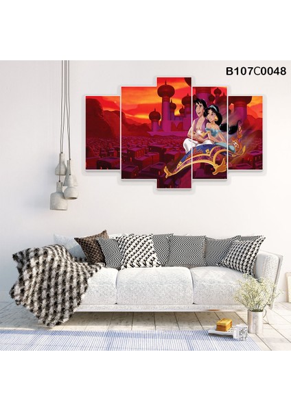 5 Parçalı Dekoratif Ahşap Duvar Tablosu 60X95 cm B107C0048