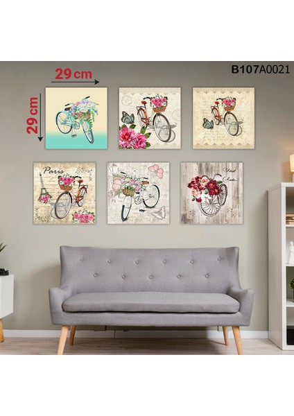 6 Parçalı Dekoratif Ahşap Duvar Tablosu 58X87 cm B107A0021
