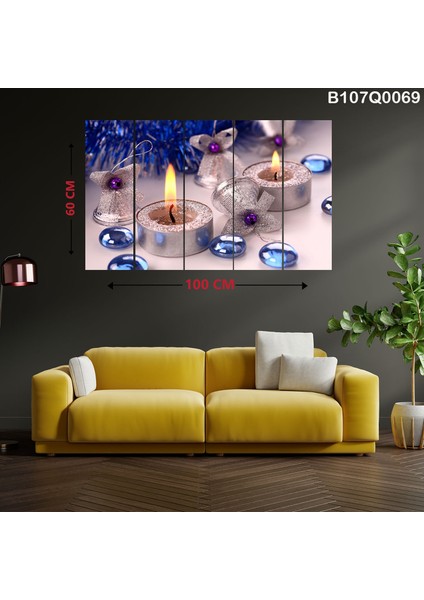 5 Parçalı Dekoratif Ahşap Duvar Tablosu 60X100 cm B107Q0069