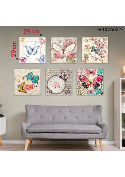 6 Parçalı Dekoratif Ahşap Duvar Tablosu 58X87 cm B107A0023