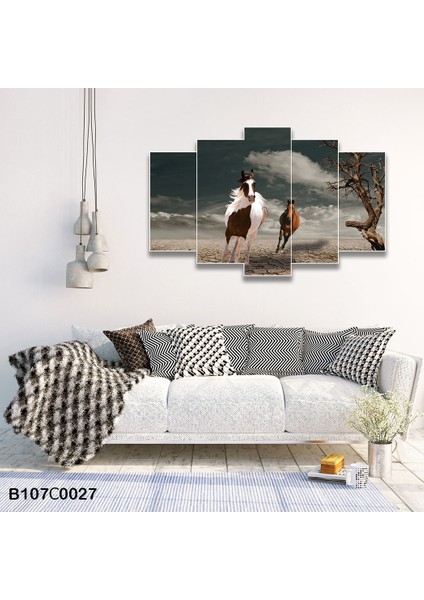 5 Parçalı Dekoratif Ahşap Duvar Tablosu 60X95 cm B107C0027