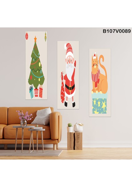 3 Parçalı Dekoratif Ahşap Duvar Tablosu 60X57 cm B107V0089