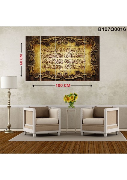 5 Parçalı Dekoratif Ahşap Duvar Tablosu 60X100 cm B107Q0016