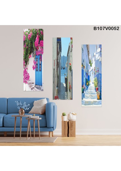 3 Parçalı Dekoratif Ahşap Duvar Tablosu 60X57 cm B107V0052