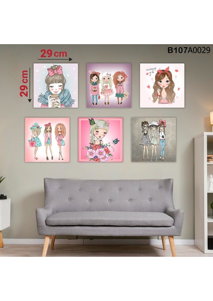 6 Parçalı Dekoratif Ahşap Duvar Tablosu 58X87 cm B107A0029