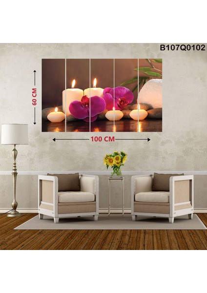 5 Parçalı Dekoratif Ahşap Duvar Tablosu 60X100 cm B107Q0102
