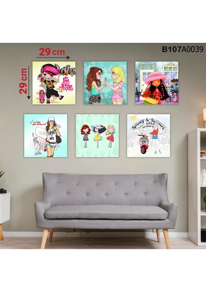 6 Parçalı Dekoratif Ahşap Duvar Tablosu 58X87 cm B107A0039