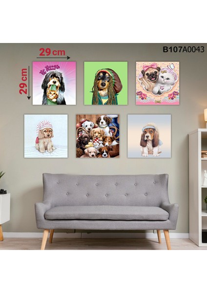 6 Parçalı Dekoratif Ahşap Duvar Tablosu 58X87 cm B107A0043