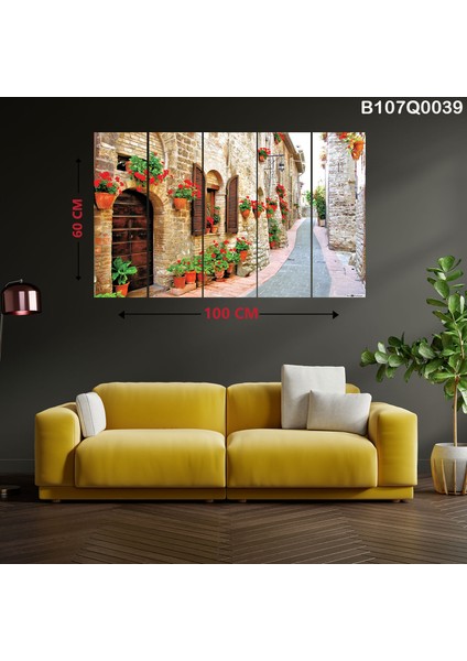 5 Parçalı Dekoratif Ahşap Duvar Tablosu 60X100 cm B107Q0039