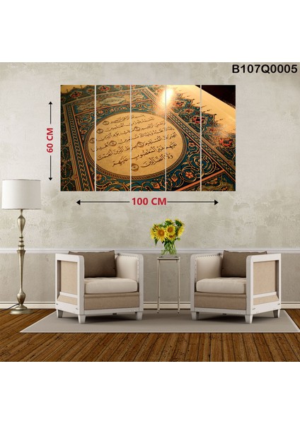 5 Parçalı Dekoratif Ahşap Duvar Tablosu 60X100 cm B107Q0005