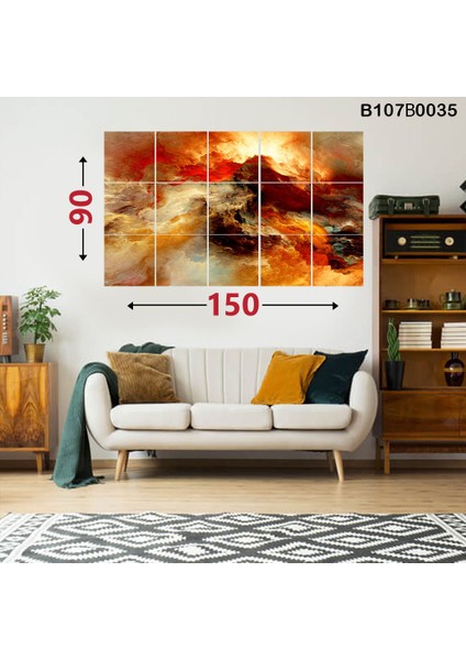 15 Parçalı Dekoratif Ahşap Duvar Tablosu 87X145 cm B107B0035