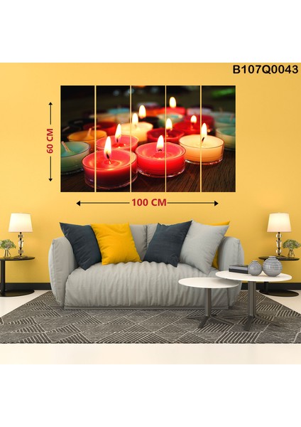 5 Parçalı Dekoratif Ahşap Duvar Tablosu 60X100 cm B107Q0043