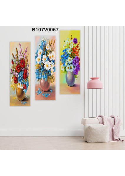 3 Parçalı Dekoratif Ahşap Duvar Tablosu 60X57 cm B107V0057