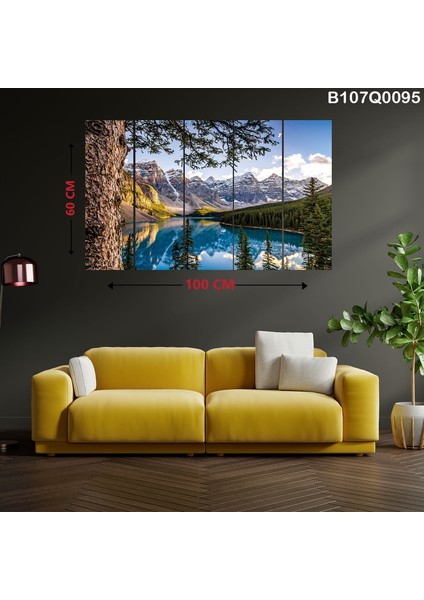 5 Parçalı Dekoratif Ahşap Duvar Tablosu 60X100 cm B107Q0095