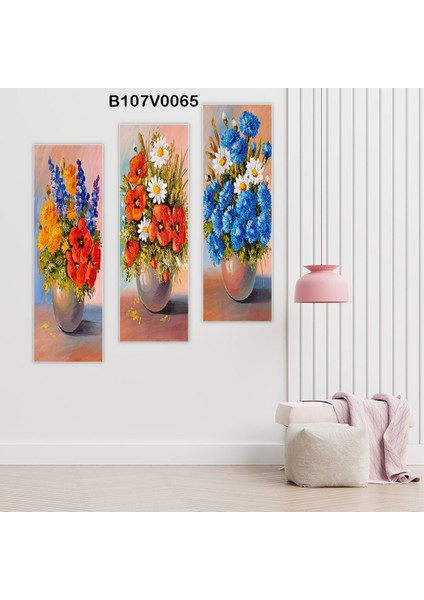 3 Parçalı Dekoratif Ahşap Duvar Tablosu 60X57 cm B107V0065