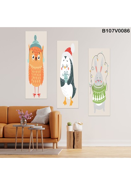 3 Parçalı Dekoratif Ahşap Duvar Tablosu 60X57 cm B107V0086