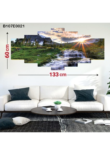 7 Parçalı Dekoratif Ahşap Duvar Tablosu 60X133 cm B107E0021