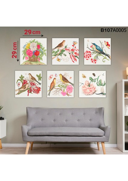 6 Parçalı Dekoratif Ahşap Duvar Tablosu 58X87 cm B107A0005
