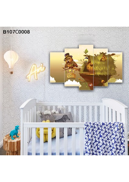 5 Parçalı Dekoratif Ahşap Duvar Tablosu 60X95 cm B107C0008