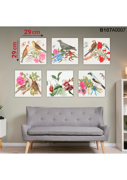 6 Parçalı Dekoratif Ahşap Duvar Tablosu 58X87 cm B107A0007