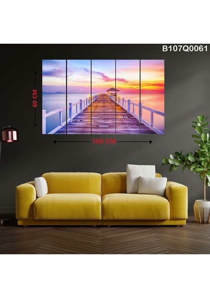 5 Parçalı Dekoratif Ahşap Duvar Tablosu 60X100 cm B107Q0061