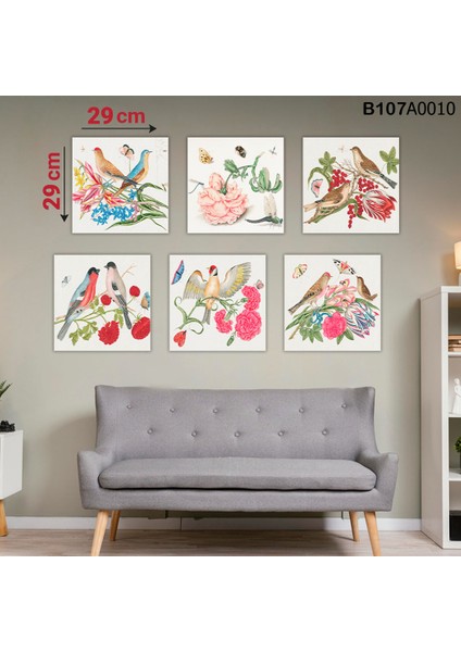 6 Parçalı Dekoratif Ahşap Duvar Tablosu 58X87 cm B107A0010