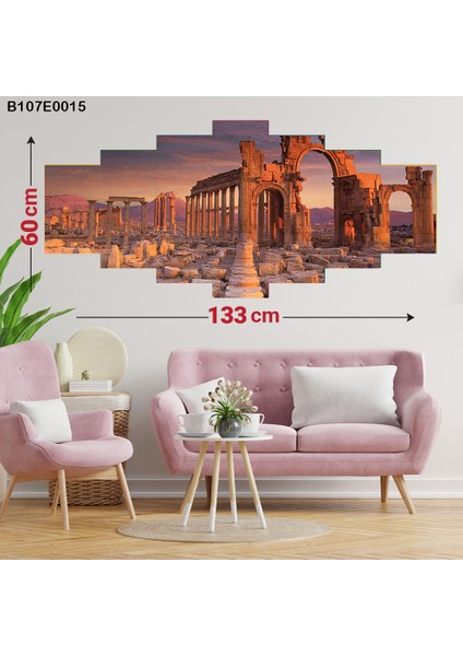 7 Parçalı Dekoratif Ahşap Duvar Tablosu 60X133 cm B107E0015