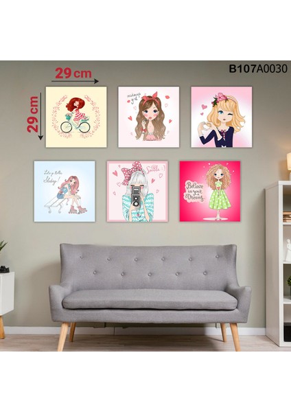 6 Parçalı Dekoratif Ahşap Duvar Tablosu 58X87 cm B107A0030