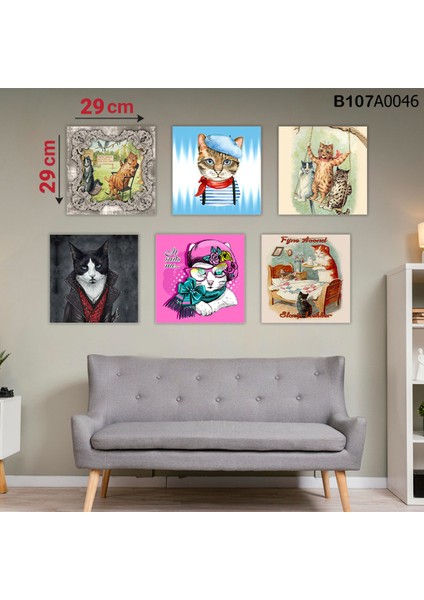 6 Parçalı Dekoratif Ahşap Duvar Tablosu 58X87 cm B107A0046