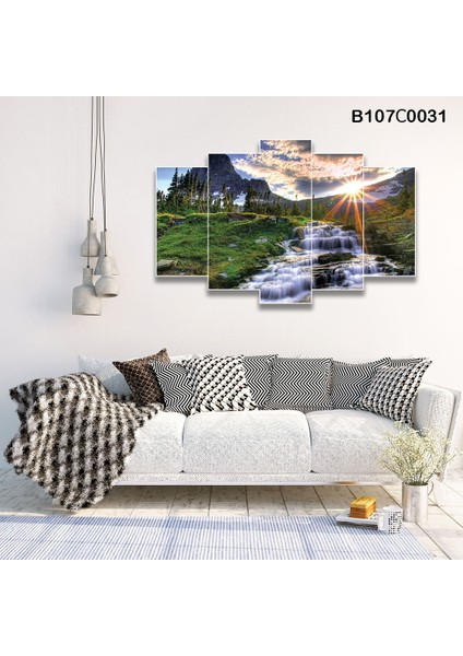 5 Parçalı Dekoratif Ahşap Duvar Tablosu 60X95 cm B107C0031