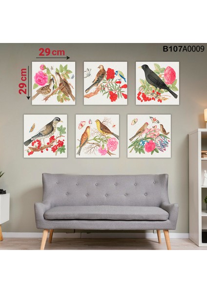 6 Parçalı Dekoratif Ahşap Duvar Tablosu 58X87 cm B107A0009