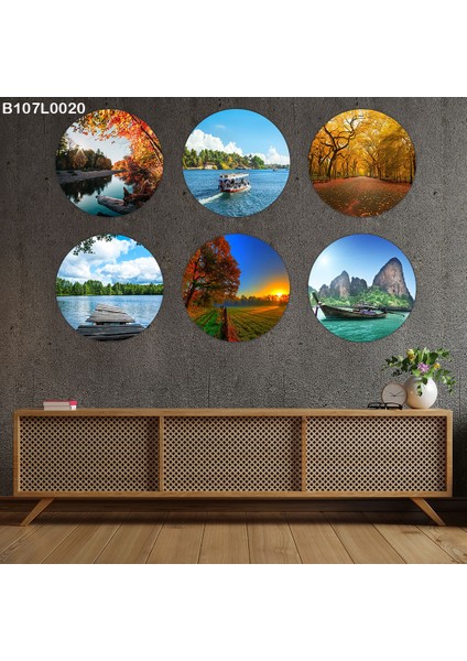 6 Parçalı Dekoratif Ahşap Duvar Tablosu 58X87 cm B107L0020