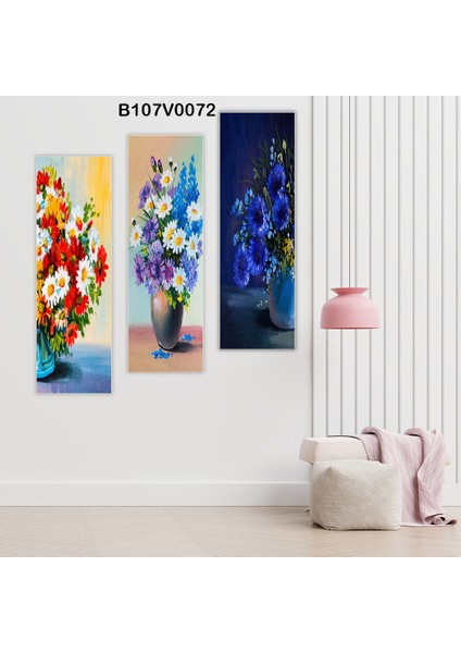 3 Parçalı Dekoratif Ahşap Duvar Tablosu 60X57 cm B107V0072