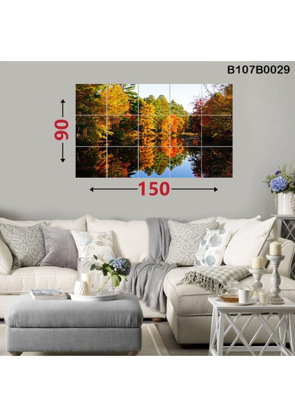 15 Parçalı Dekoratif Ahşap Duvar Tablosu 87X145 cm B107B0029