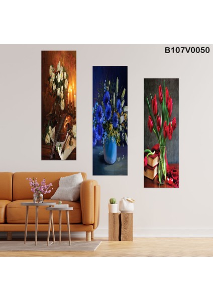 3 Parçalı Dekoratif Ahşap Duvar Tablosu 60X57 cm B107V0050