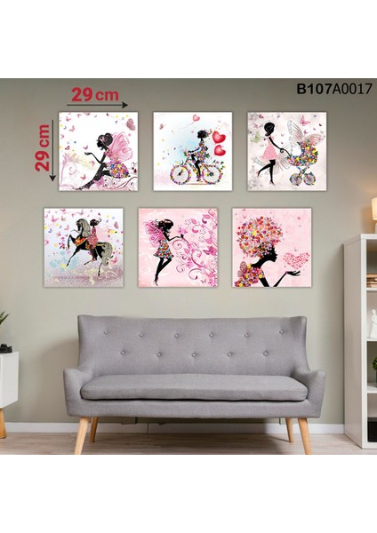 6 Parçalı Dekoratif Ahşap Duvar Tablosu 58X87 cm B107A0017