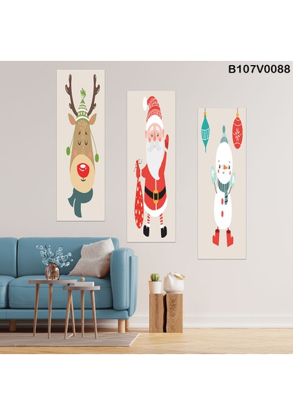 3 Parçalı Dekoratif Ahşap Duvar Tablosu 60X57 cm B107V0088