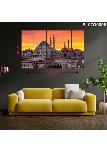 5 Parçalı Dekoratif Ahşap Duvar Tablosu 60X100 cm B107Q0096