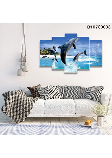 5 Parçalı Dekoratif Ahşap Duvar Tablosu 60X95 cm B107C0033