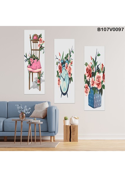 3 Parçalı Dekoratif Ahşap Duvar Tablosu 60X57 cm B107V0097
