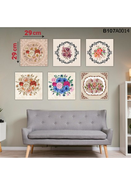 6 Parçalı Dekoratif Ahşap Duvar Tablosu 58X87 cm B107A0014