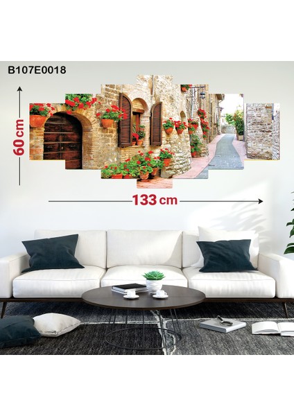 7 Parçalı Dekoratif Ahşap Duvar Tablosu 60X133 cm B107E0018