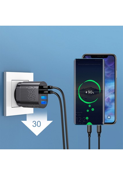 48W Ultra Hızlı Şarj USB Şarj Cihazı Başlık Adaptör 4 Portlu Hızlı Şarj Adaptörü