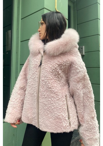 Kadın Ceket Hakiki Kürk Pembe modelleri