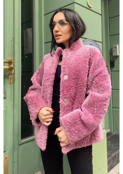 Kadın Ceket Hakiki Kürk Pembe