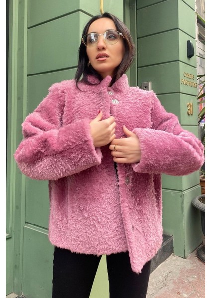Kadın Ceket Hakiki Kürk Pembe