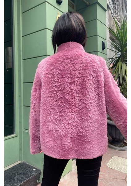 Kadın Ceket Hakiki Kürk Pembe
